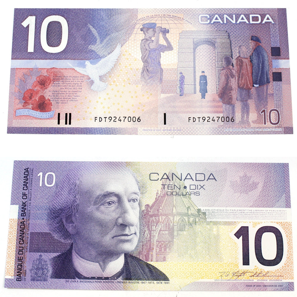 BC-63aA 2001 Canada $10 Knight-Thiessen, FDT (9.00-9.60), Choice Uncirculated (CUNC63)