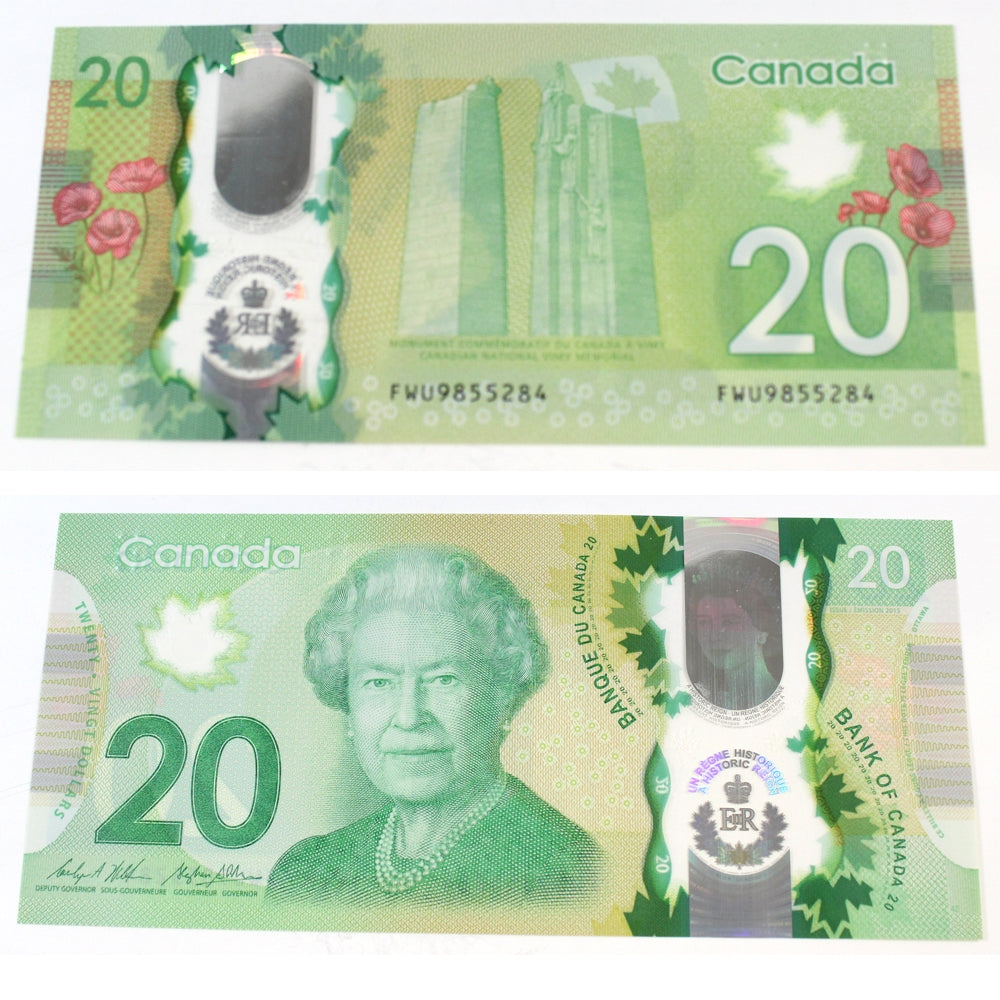 BC-74 2015 Canada $20 Wilkins-Poloz, FWU, Choice Uncirculated (CUNC63)