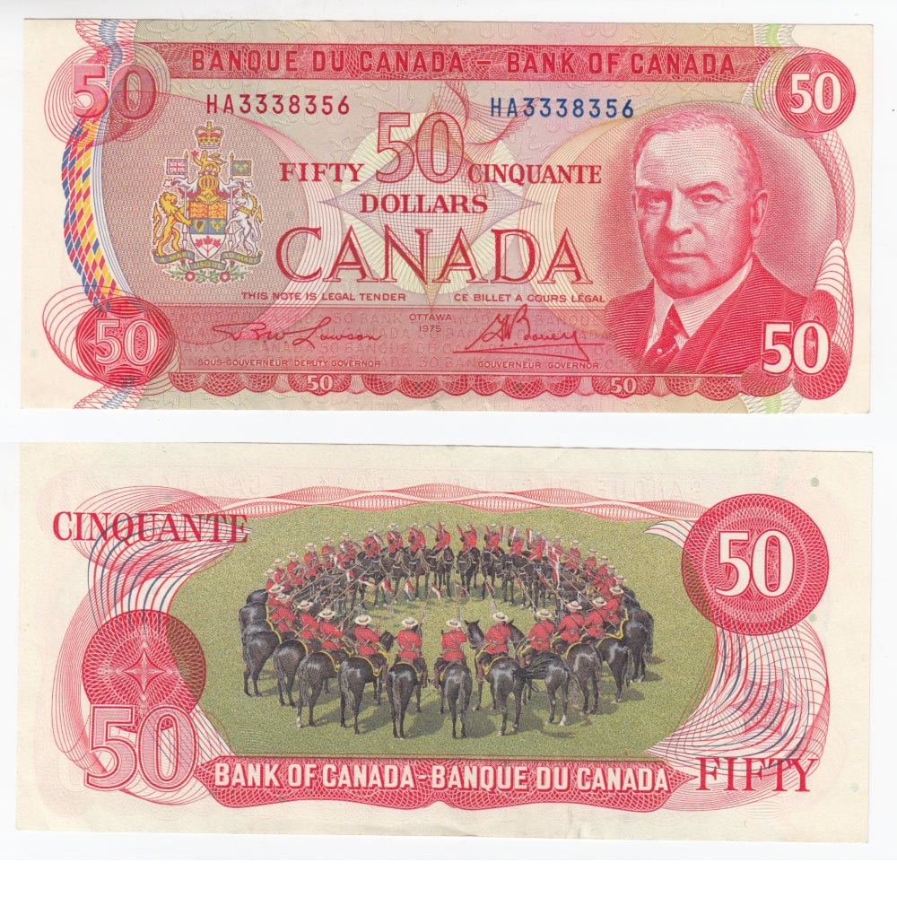 BC-51a 1975 Canada $50 Lawson-Bouey, HA, Almost Uncirculated (AU50)