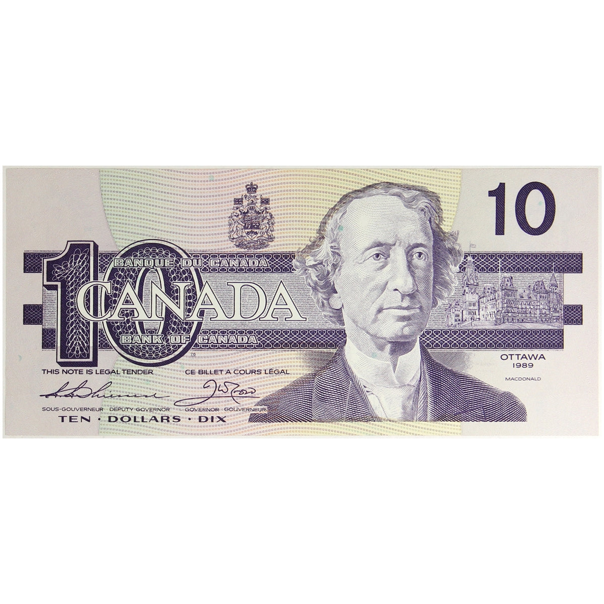 BC-57a 1989 Canada $10 Thiessen-Crow, AEK, Choice Uncirculated (CUNC63)