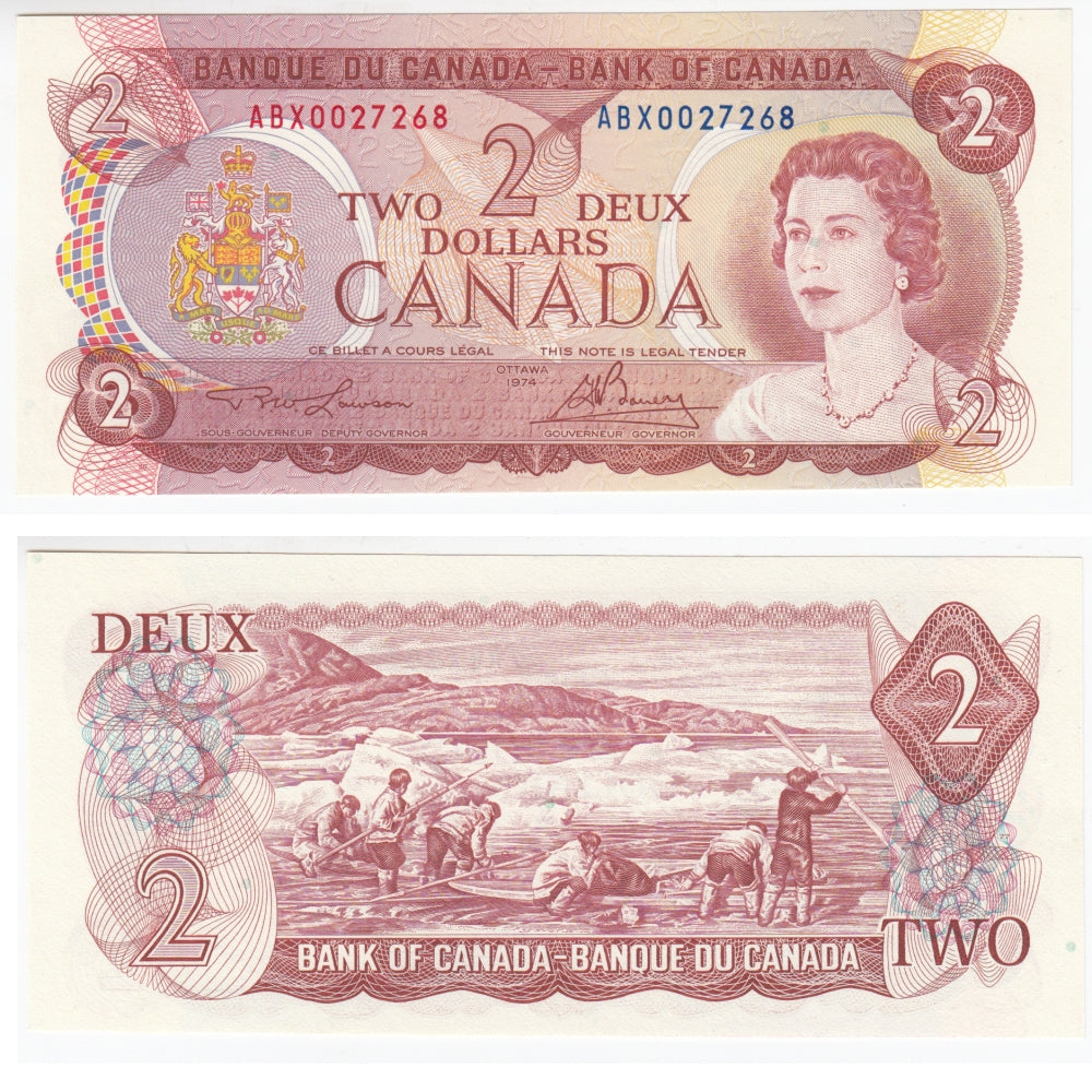 BC-47aA-i 1974 Canada $2 Lawson-Bouey, ABX, Choice Uncirculated (CUNC63)
