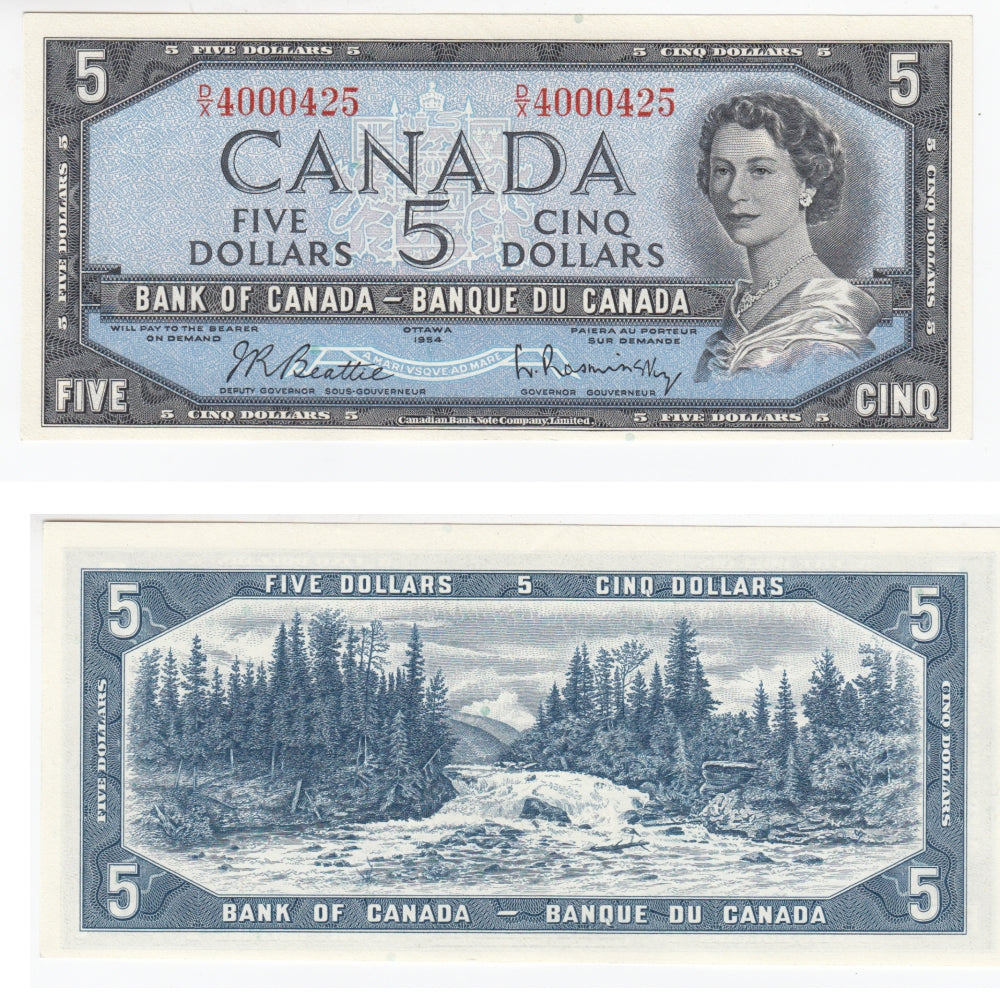 BC-39b 1954 Canada $5 Beattie-Rasminsky, D/X, UNC