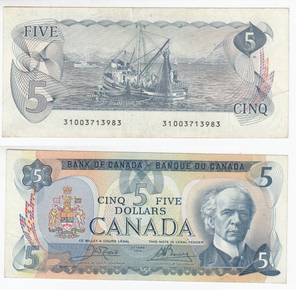 BC-53bA 1979 Canada $5 Crow-Bouey, 310, F-VF (F15)