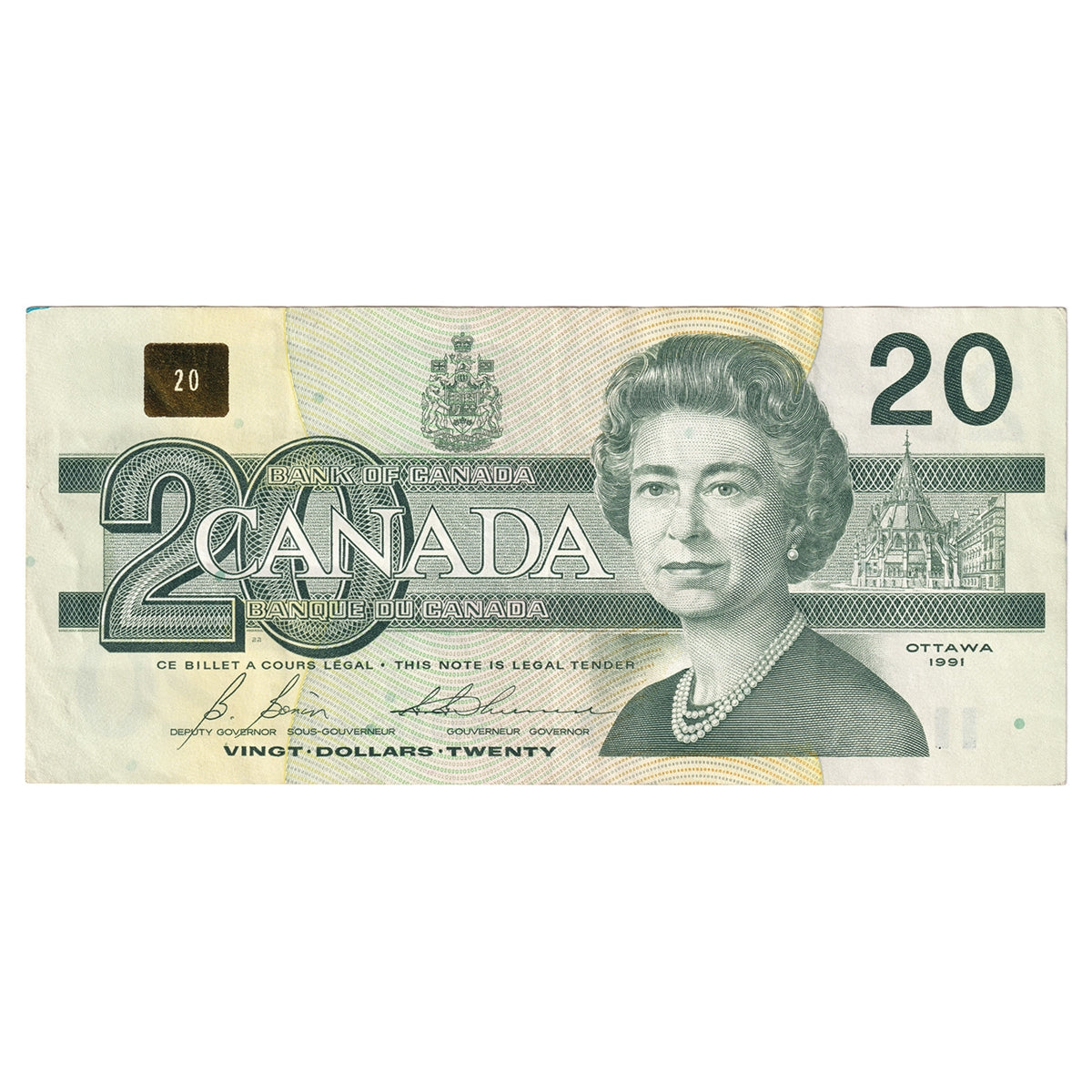 BC-58b-ii 1991 Canada $20 Bonin-Thiessen, EVB, No Back Position Number, CIRC