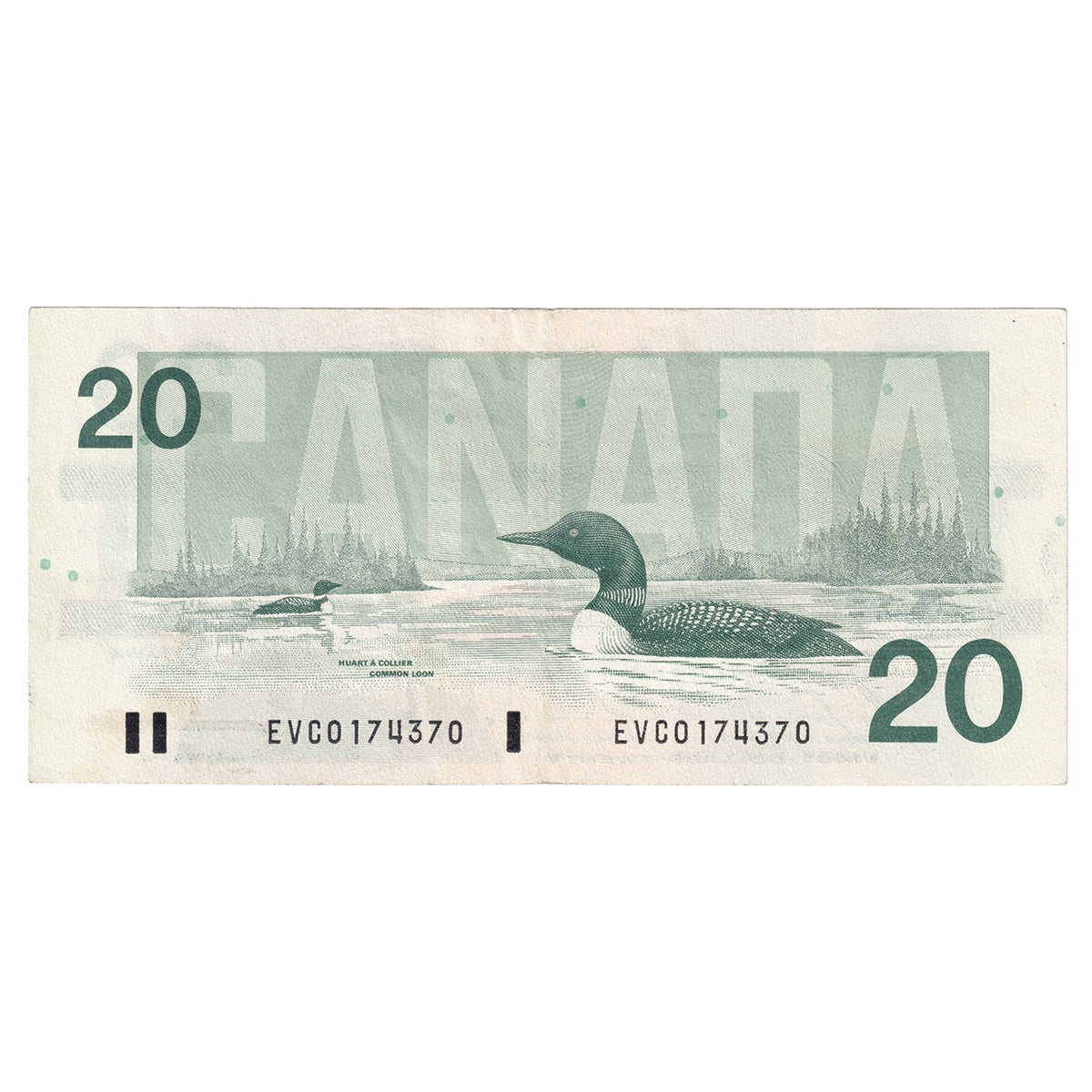 BC-58b-ii 1991 Canada $20 Bonin-Thiessen, EVC, No Back Position Number, CIRC