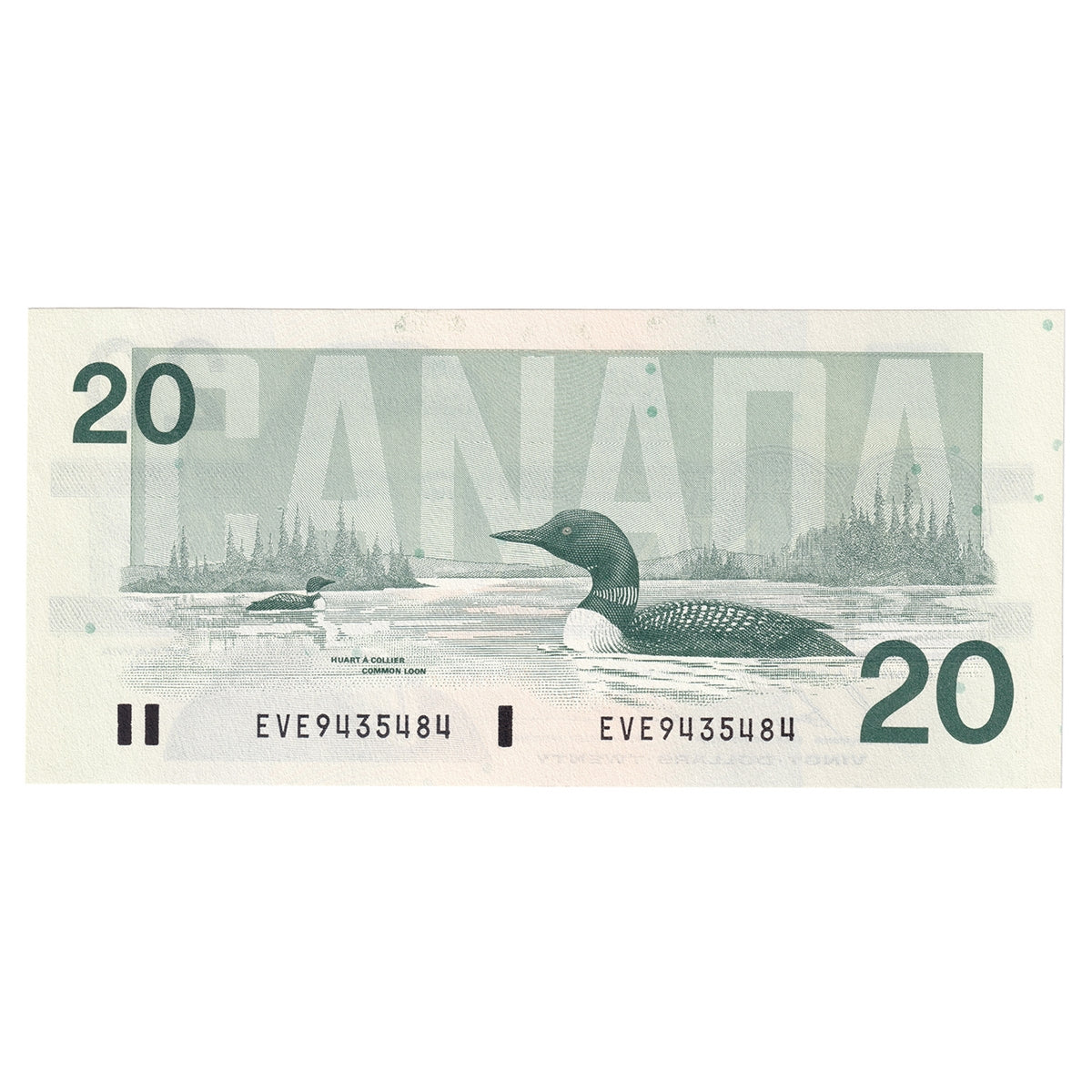 BC-58b-ii 1991 Canada $20 Bonin-Thiessen, EVE, No Back Position Number, CUNC