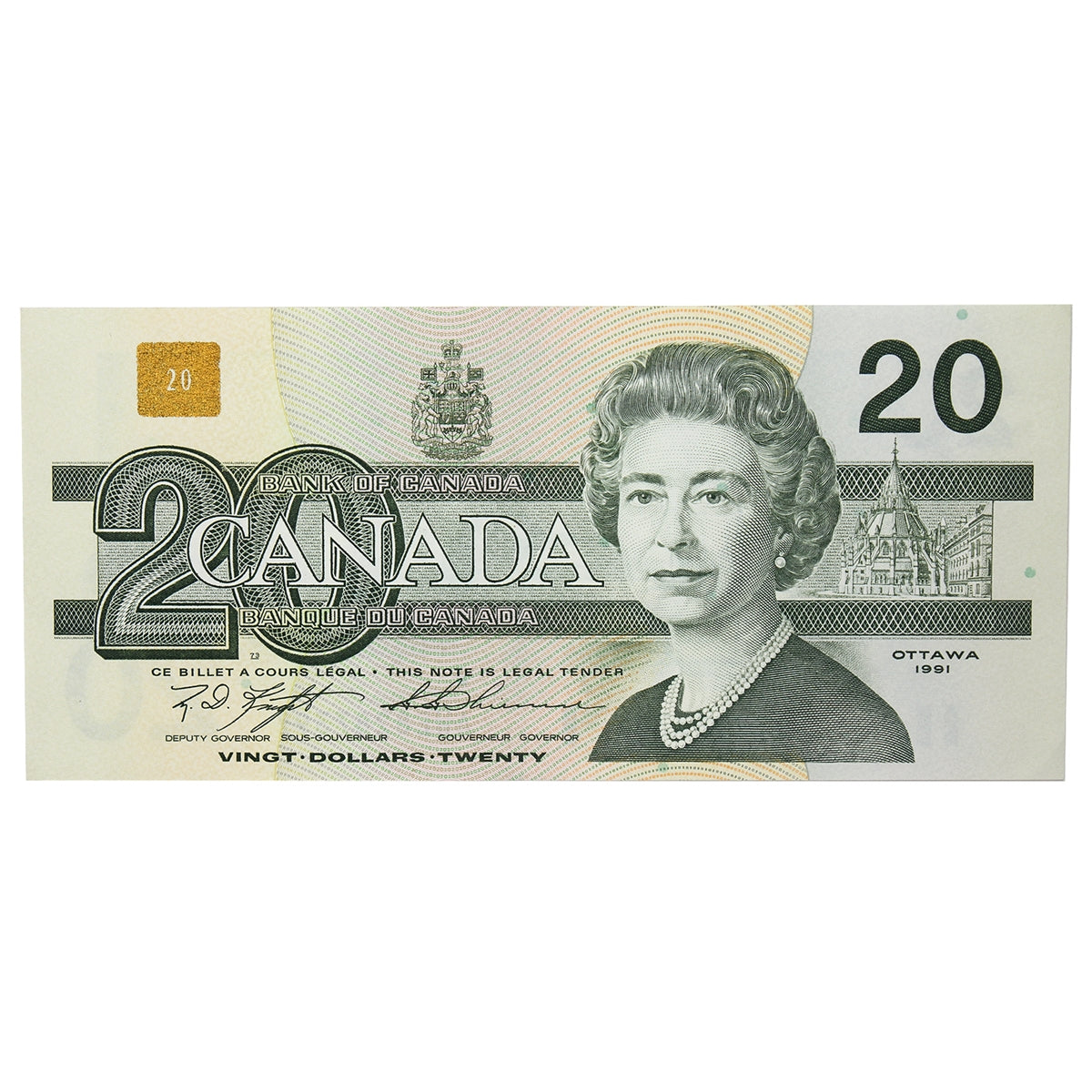 BC-58c 1991 Canada $20 Knight-Thiessen, AWE, Almost Uncirculated (AU50)