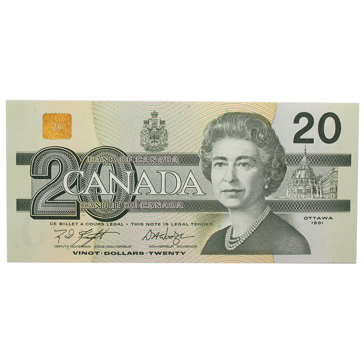 BC-58d 1991 Canada $20 Knight-Dodge, EWF, Choice Uncirculated (CUNC63)