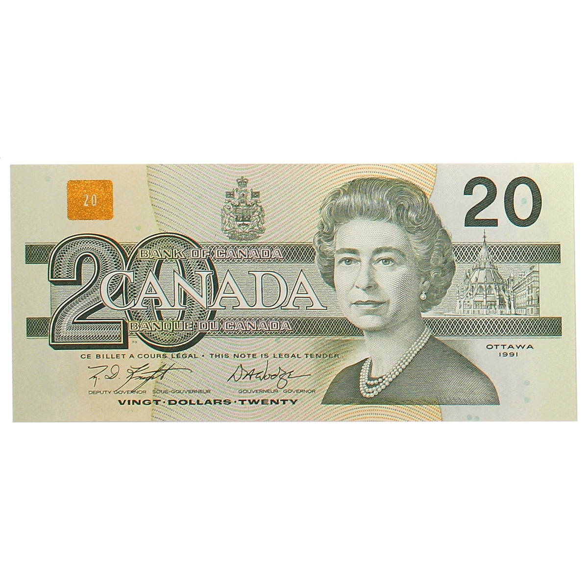 BC-58d 1991 Canada $20 Knight-Dodge, EWG, AU-UNC (AU55)