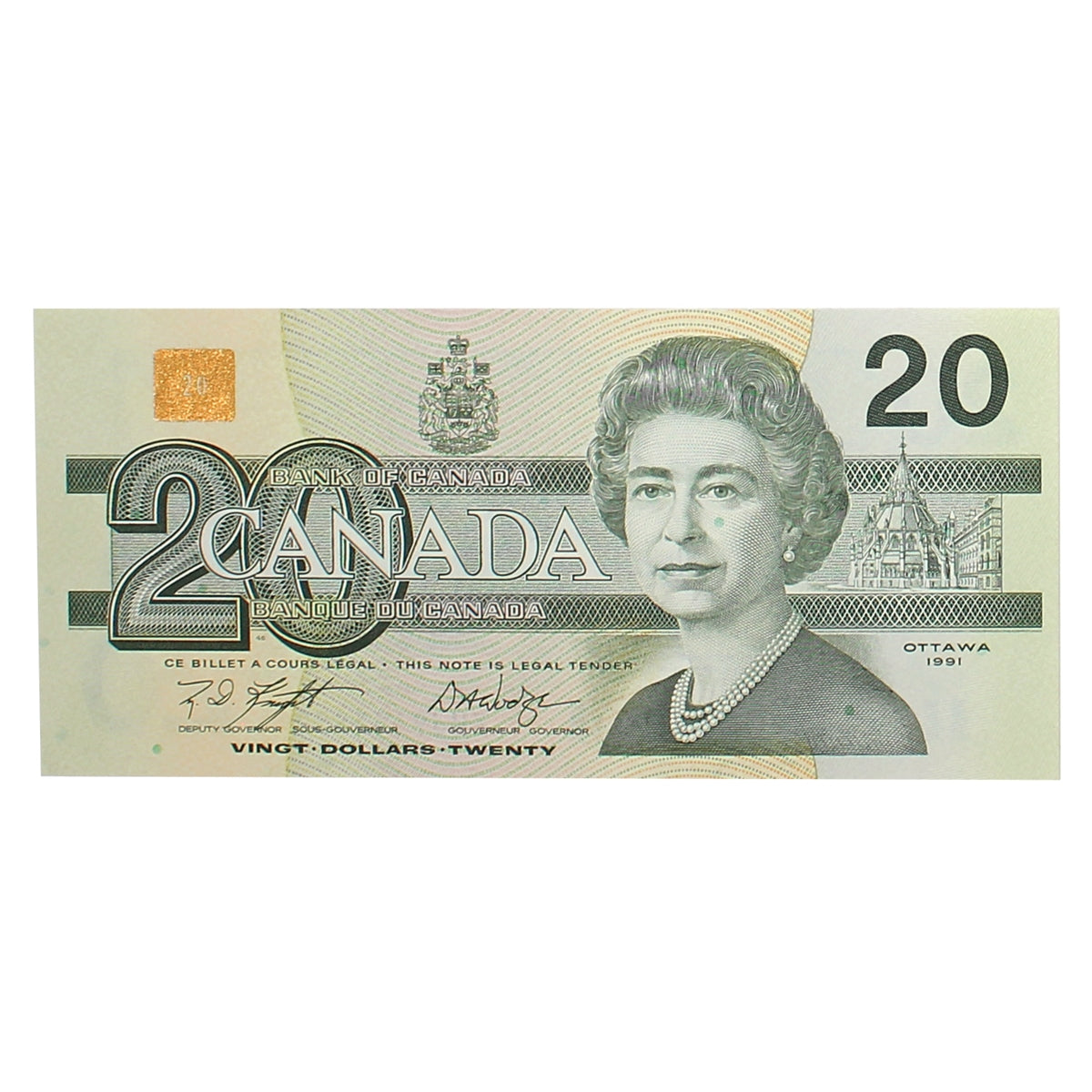 BC-58d 1991 Canada $20 Knight-Dodge, EWJ, AU-UNC (AU55)