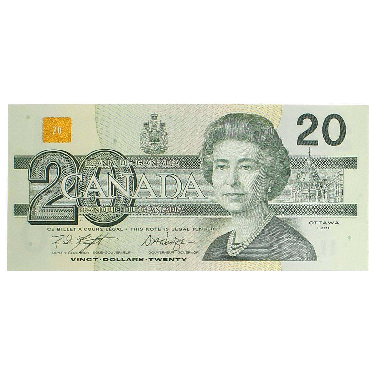 BC-58d 1991 Canada $20 Knight-Dodge, EWR, AU-UNC (AU55)