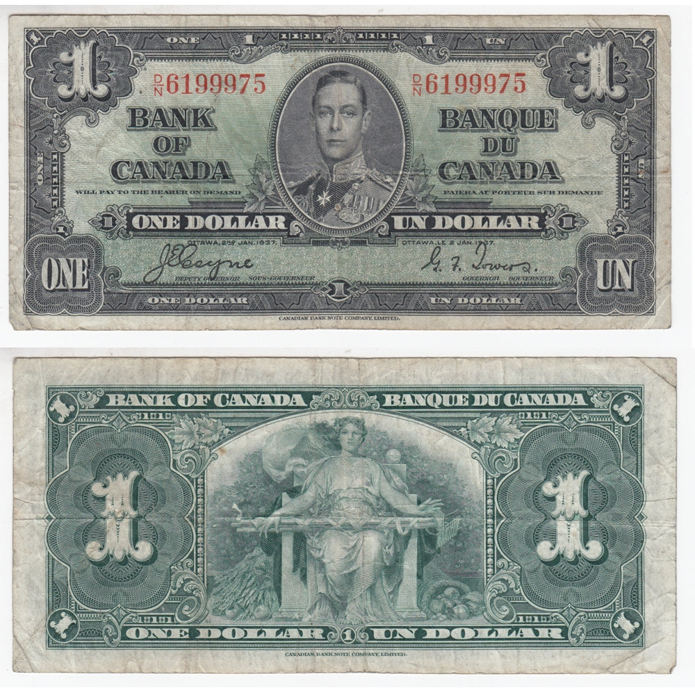 BC-21d 1937 Canada $1 Coyne-Towers, D/N, F-VF