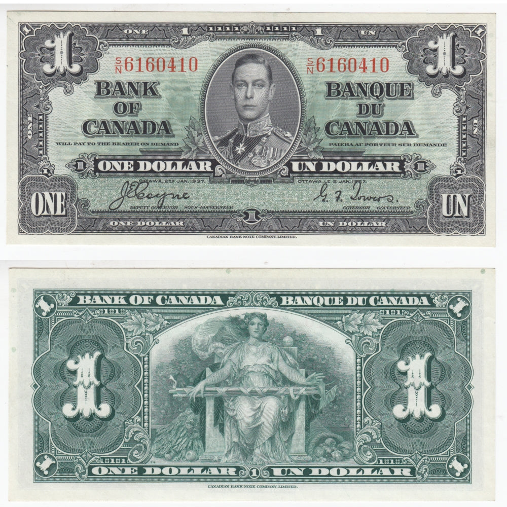 BC-21d 1937 Canada $1 Coyne-Towers, S/N, Uncirculated (MS60)