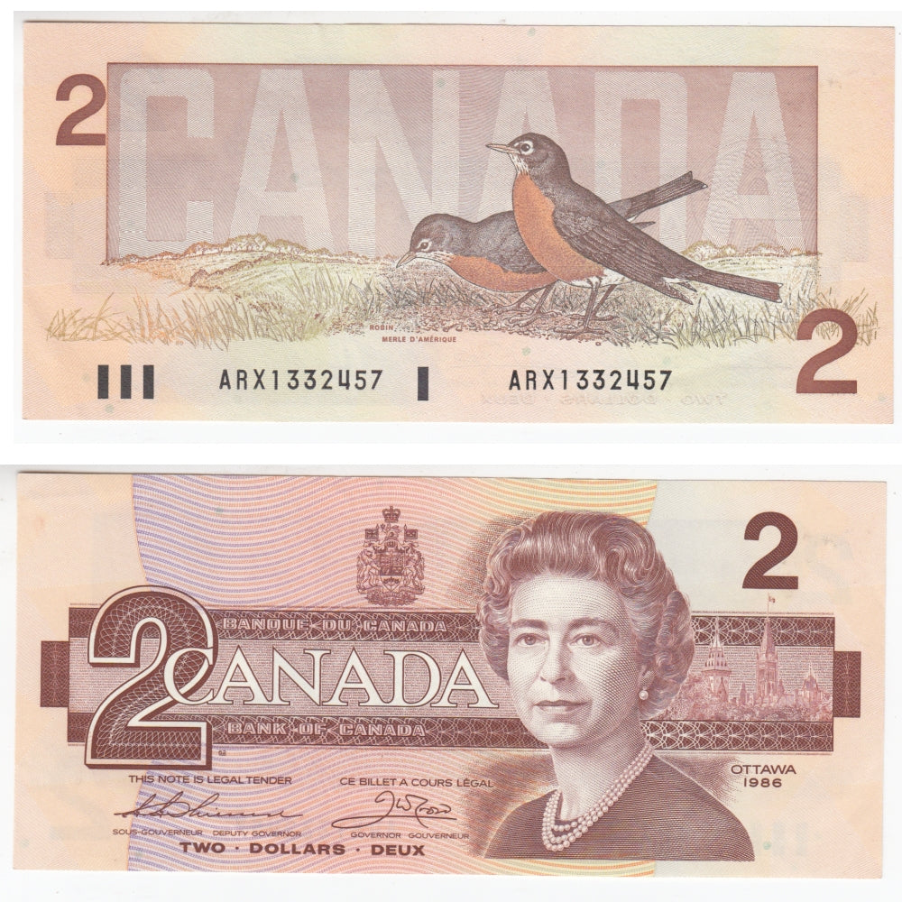 BC-55bA 1986 Canada $2 Thiessen-Crow, ARX Below 1.34M, AU-UNC (AU55)