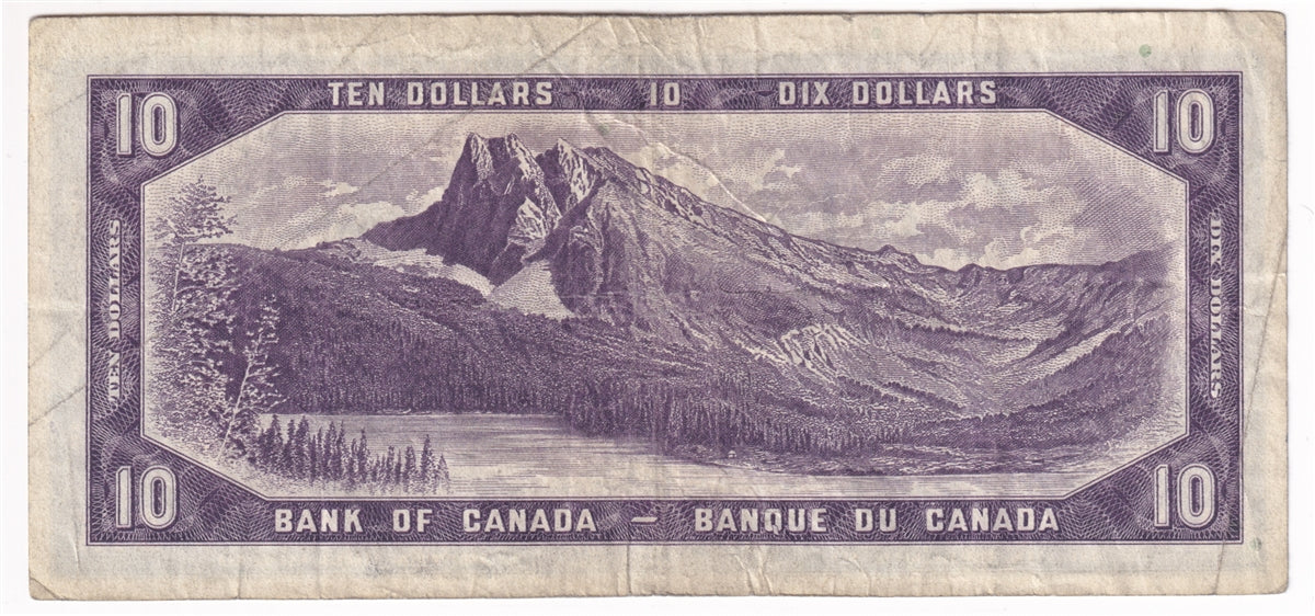 BC-40b 1954 Canada $10 Beattie-Rasminsky, H/T, F-VF (F15)