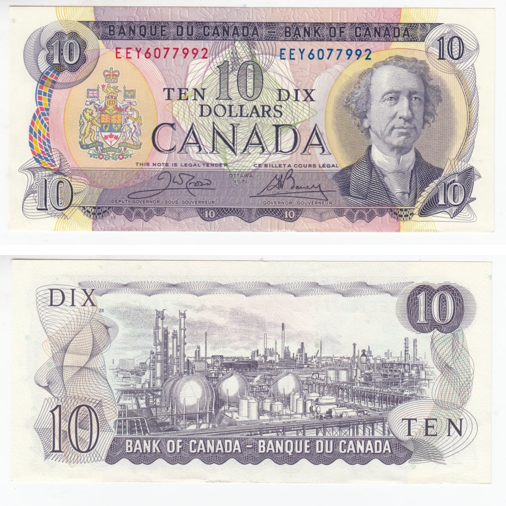 BC-49d 1971 Canada $10 Crow-Bouey, EEY, AU-UNC (AU55)