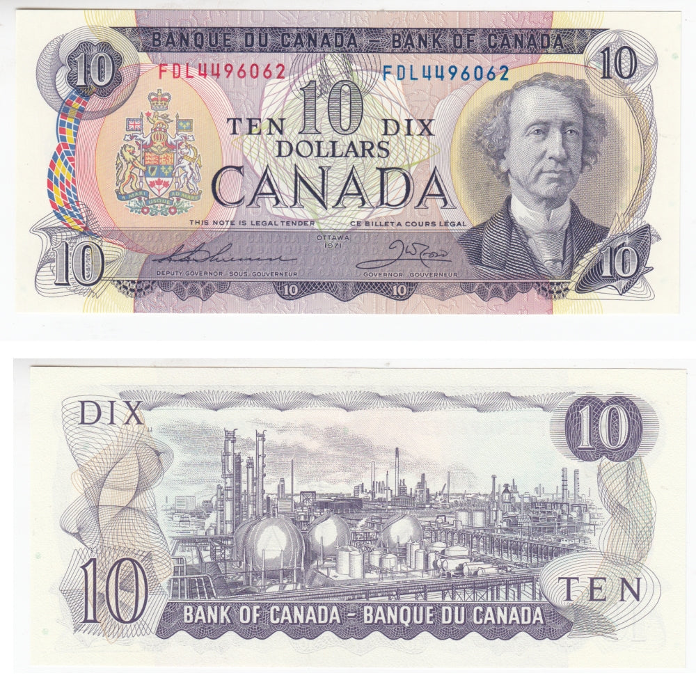 BC-49e 1971 Canada $10 Thiessen-Crow, FDL, Choice Uncirculated (CUNC63)