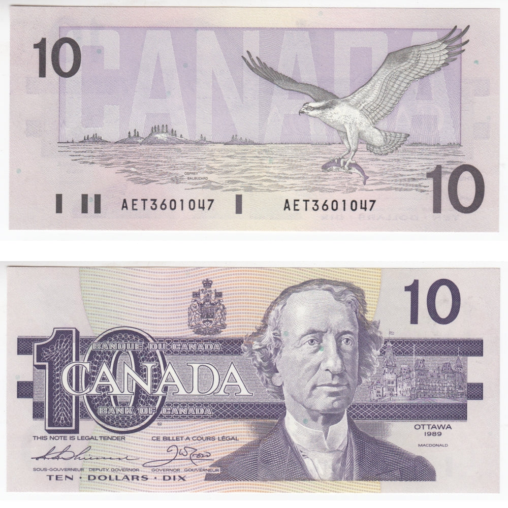 BC-57a 1989 Canada $10 Thiessen-Crow, AET, Uncirculated (MS60)