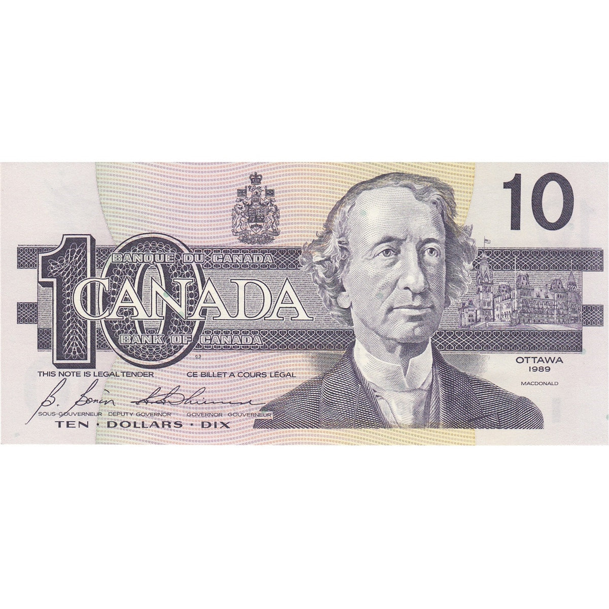 BC-57b 1989 Canada $10 Bonin-Thiessen, BDP, Uncirculated (MS60)
