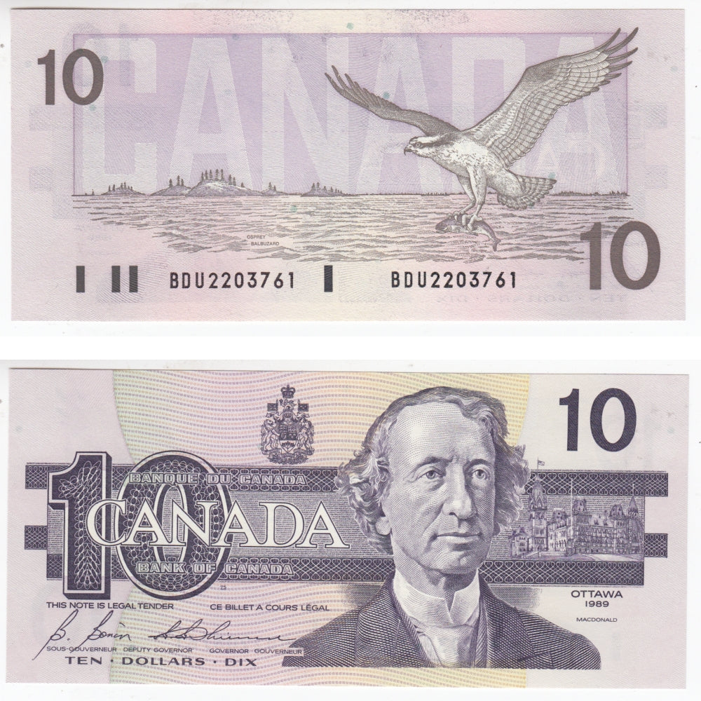 BC-57b 1989 Canada $10 Bonin-Thiessen, BDU, CUNC