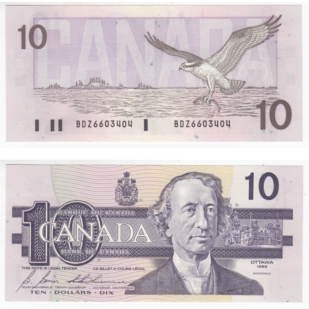 BC-57b 1989 Canada $10 Bonin-Thiessen, BDZ, CUNC