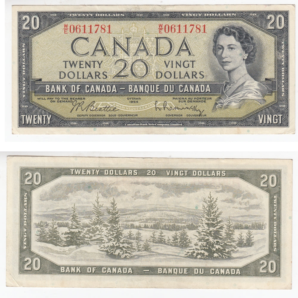 BC-41b 1954 Canada $20 Beattie-Rasminsky, W/E, Very Fine (VF20)