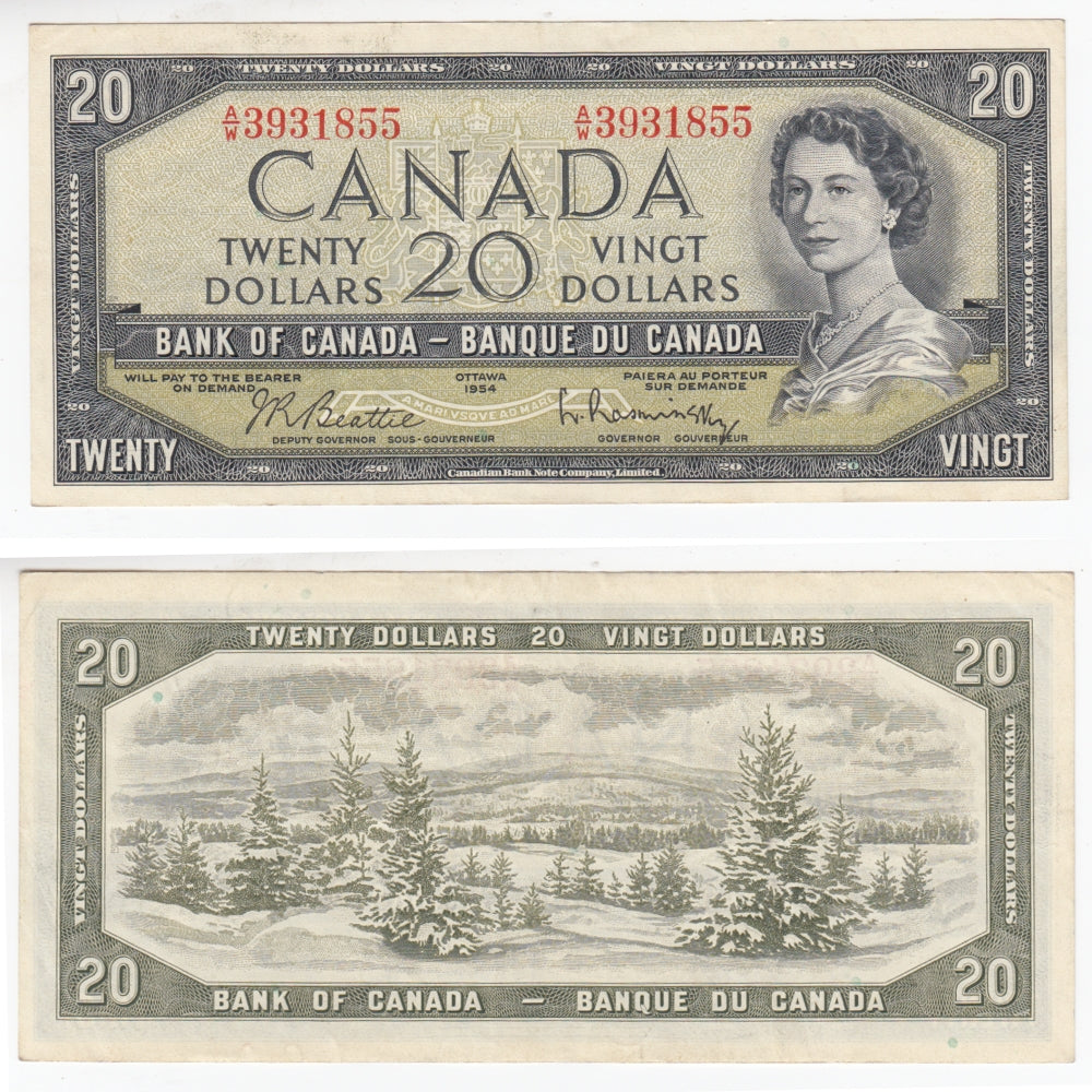 BC-41b 1954 Canada $20 Beattie-Rasminsky, A/W, VF-EF