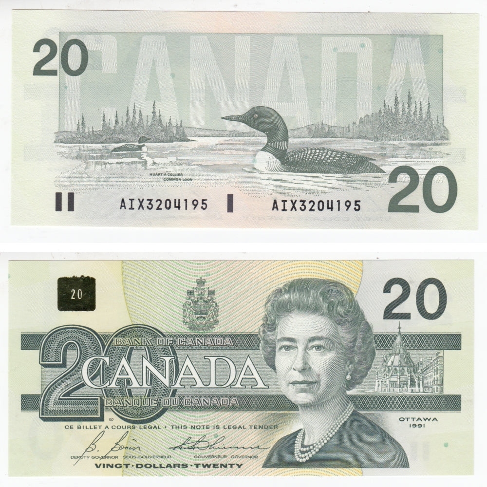 BC-58bA-i 1991 Canada $20 Bonin-Thiessen, AIX, Choice Uncirculated (CUNC63)