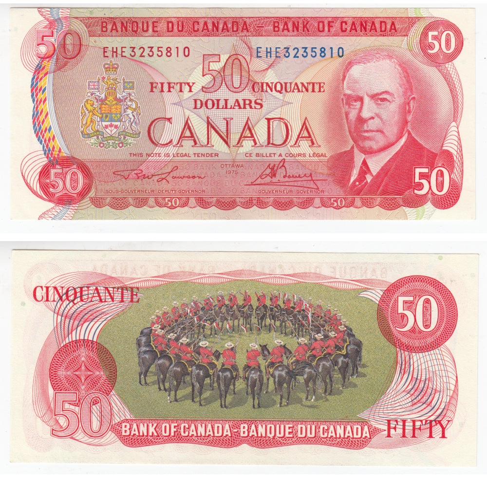 BC-51a-i 1975 Canada $50 Lawson-Bouey, EHE, Almost Uncirculated (AU50)
