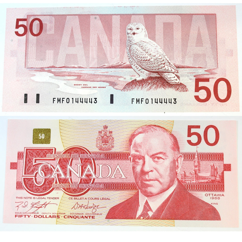BC-59d 1988 Canada $50 Knight-Dodge, FMF, Choice Uncirculated (CUNC63)