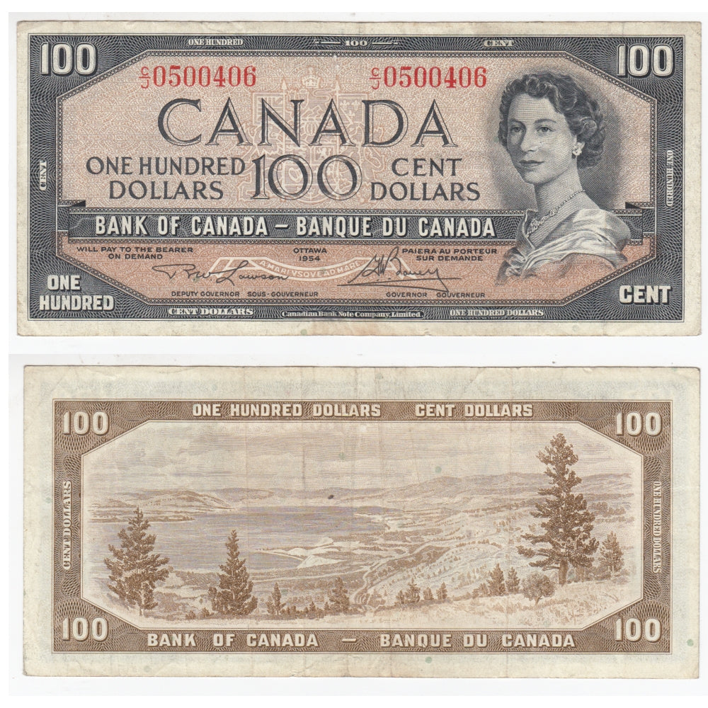 BC-43c 1954 Canada $100 Lawson-Bouey, C/J, Circ