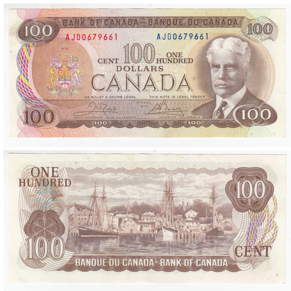 BC-52b 1975 Canada $100 Crow-Bouey, AJD, AU-UNC (AU55)