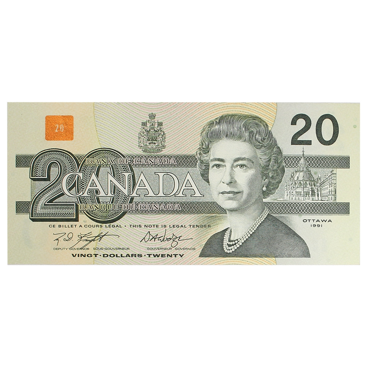 BC-58d-i 1991 Canada $20 Knight-Dodge, AWW, Choice Uncirculated (CUNC63)