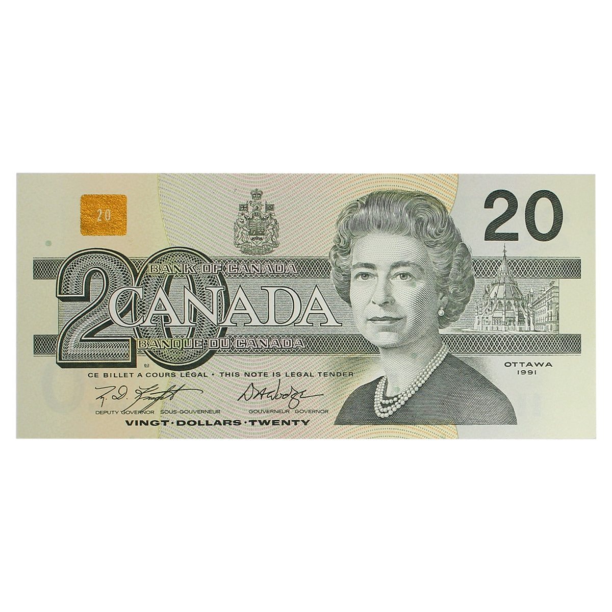BC-58d-i 1991 Canada $20 Knight-Dodge, AYP, Uncirculated (MS60)