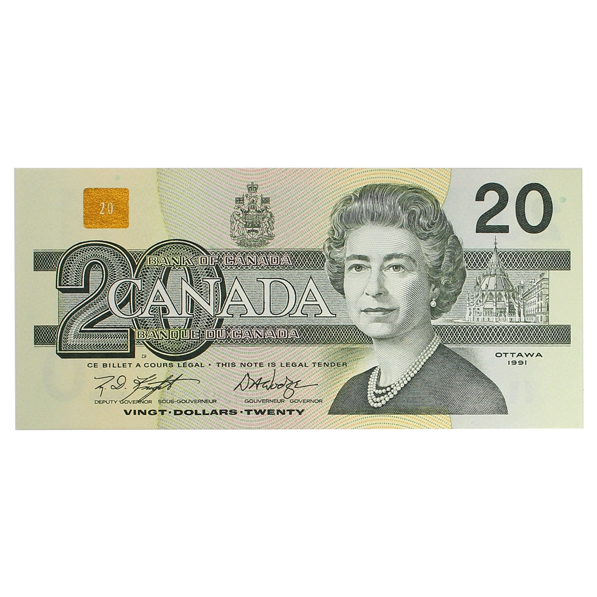 BC-58dA-i 1991 Canada $20 Knight-Dodge, AWM (3.186-3.546), Choice Uncirculated (CUNC63)