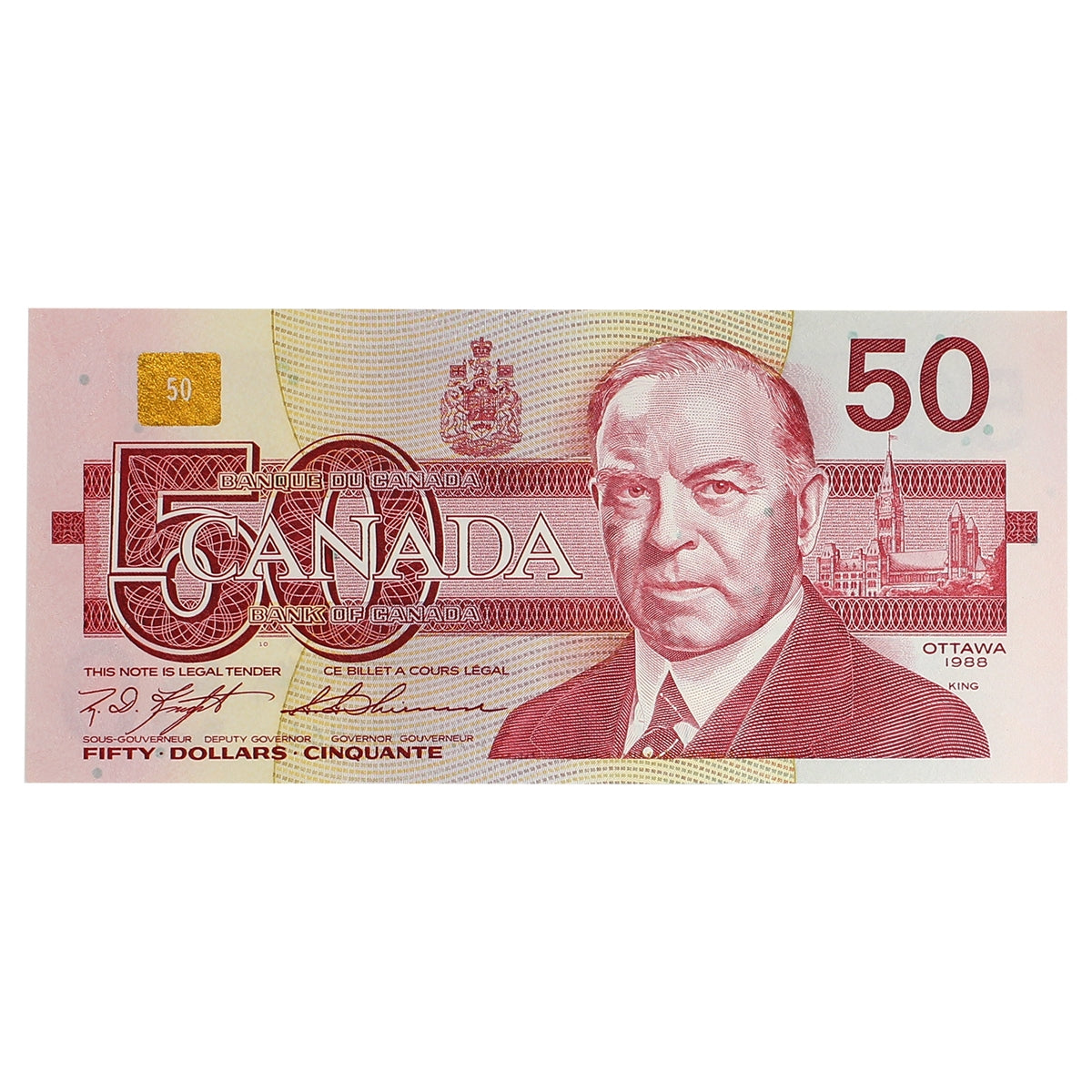 BC-59c 1988 Canada $50 Knight-Thiessen, FHU, Almost Uncirculated (AU50)