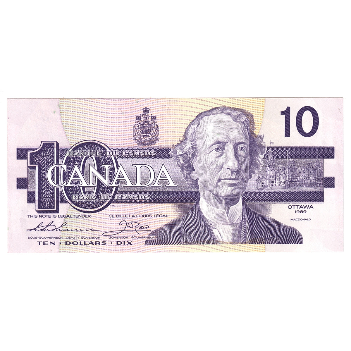 BC-57a 1989 Canada $10 Thiessen-Crow, ADJ, Uncirculated (MS60)
