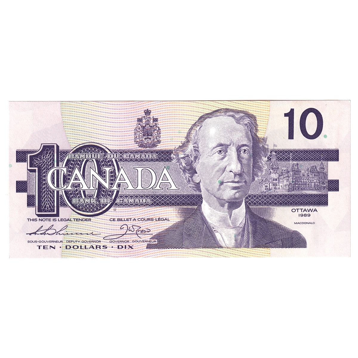 BC-57a 1989 Canada $10 Thiessen-Crow, AEA, AU-UNC