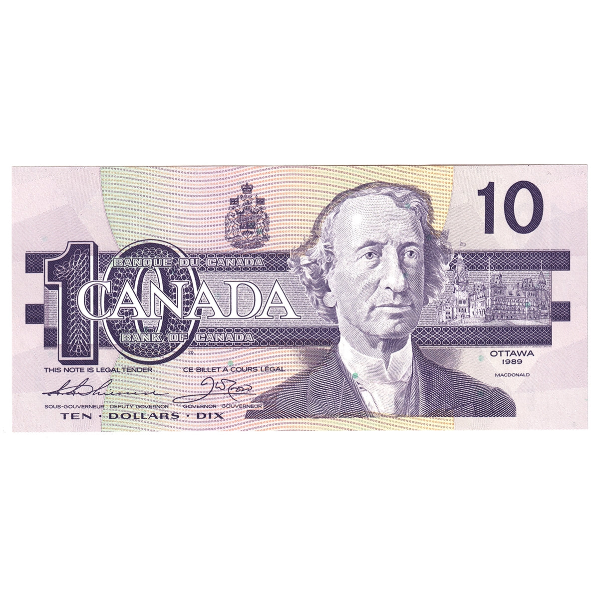 BC-57a 1989 Canada $10 Thiessen-Crow, AEF, AU-UNC (AU55)