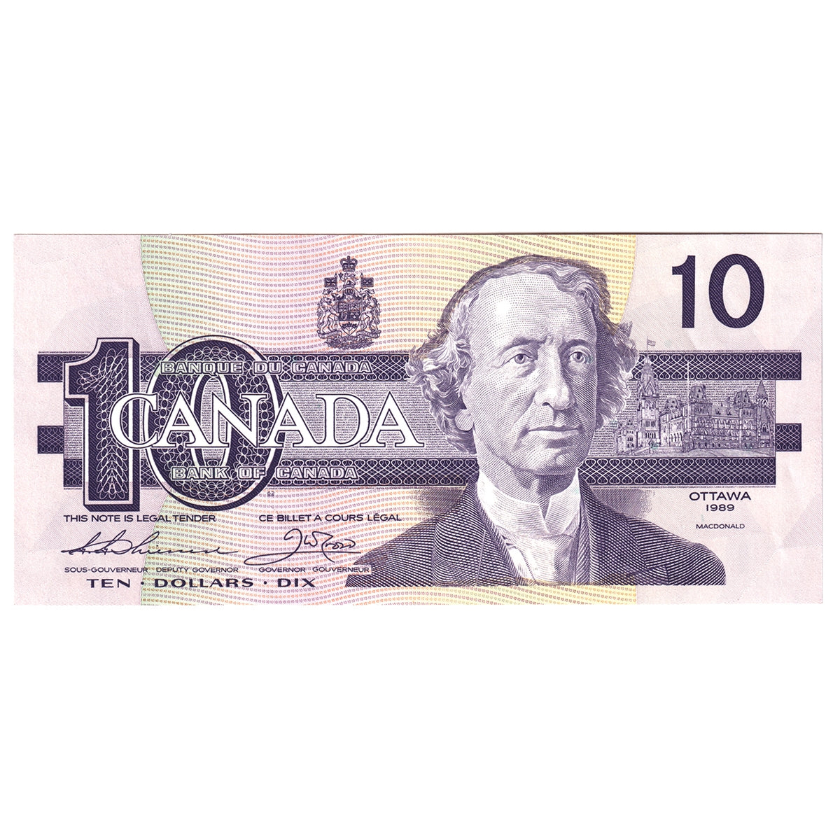 BC-57a 1989 Canada $10 Thiessen-Crow, AEK, AU-UNC (AU55)
