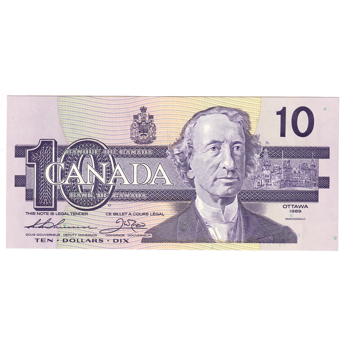 BC-57a 1989 Canada $10 Thiessen-Crow, ATP, AU-UNC