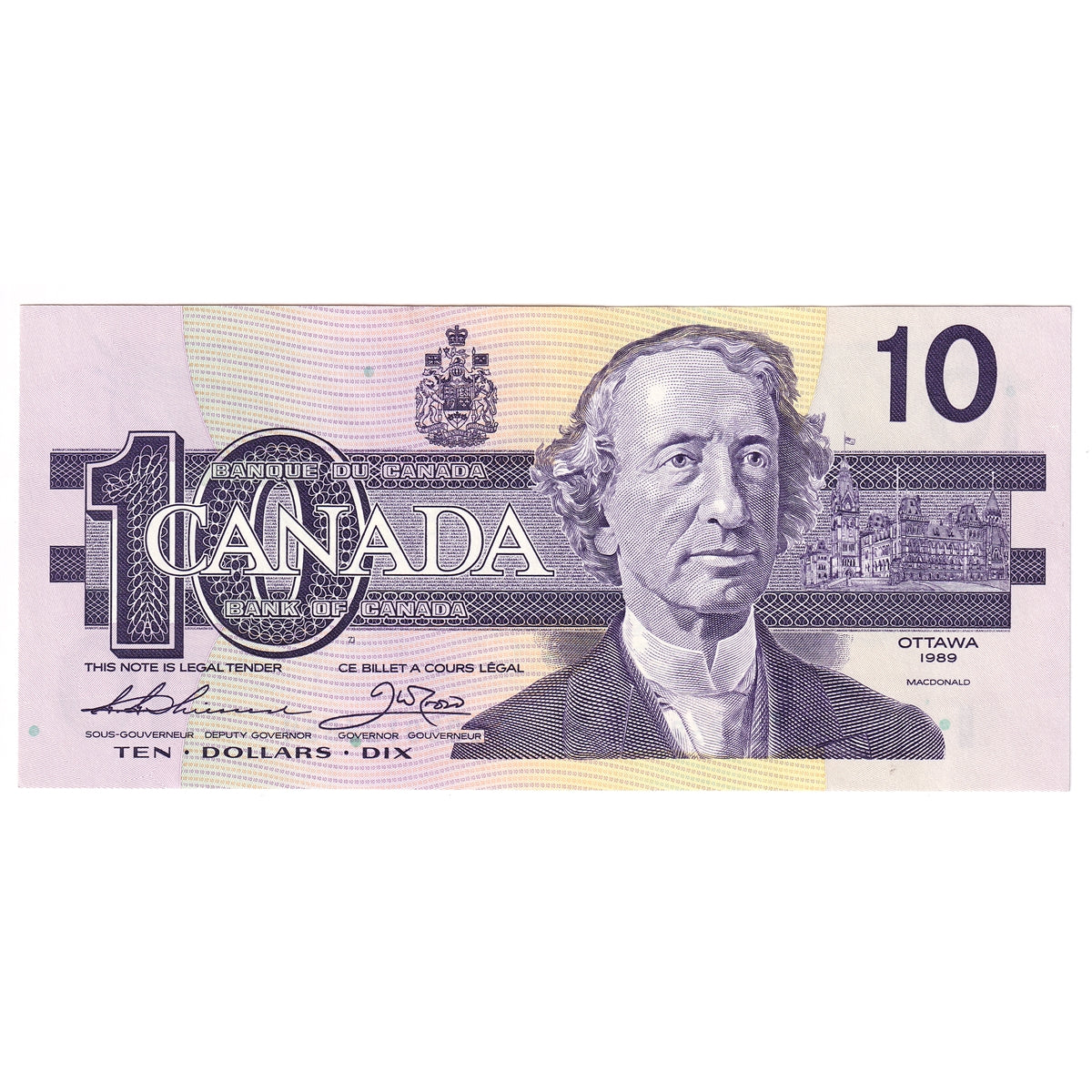 BC-57a 1989 Canada $10 Thiessen-Crow, BDB, UNC