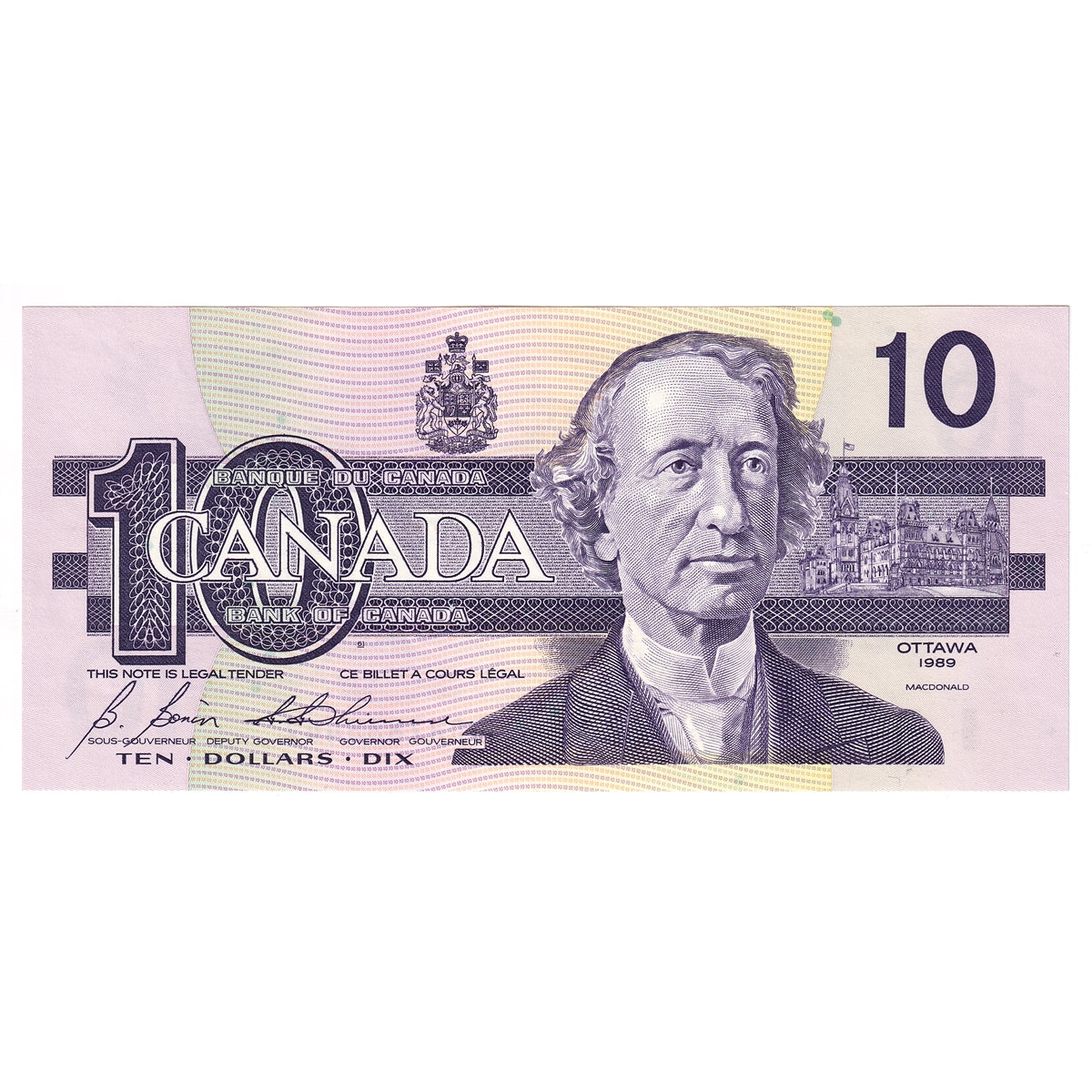 BC-57b 1989 Canada $10 Bonin-Thiessen, BDH, Uncirculated (MS60)