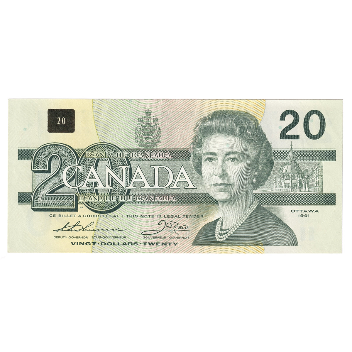 BC-58a 1991 Canada $20 Thiessen-Crow, EIC, Almost Uncirculated (AU50)