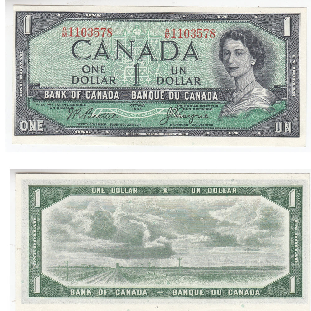 BC-37a-i 1954 Canada $1 Beattie-Coyne, A/M, Uncirculated (MS60)