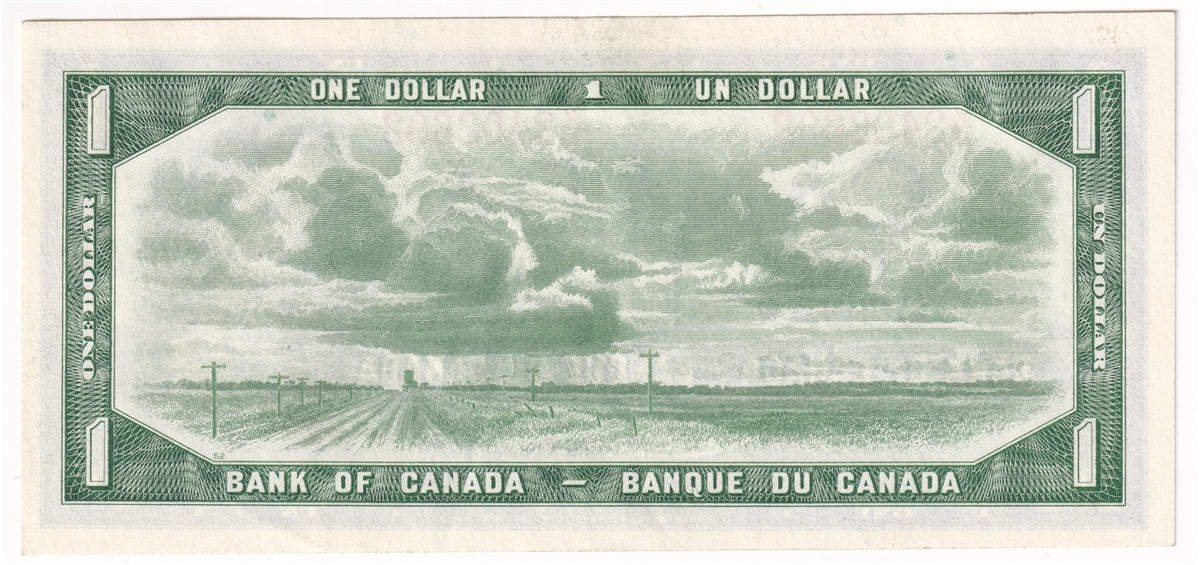 BC-37b-i 1954 Canada $1 Beattie-Rasminsky, X/M, Almost Uncirculated (AU50)