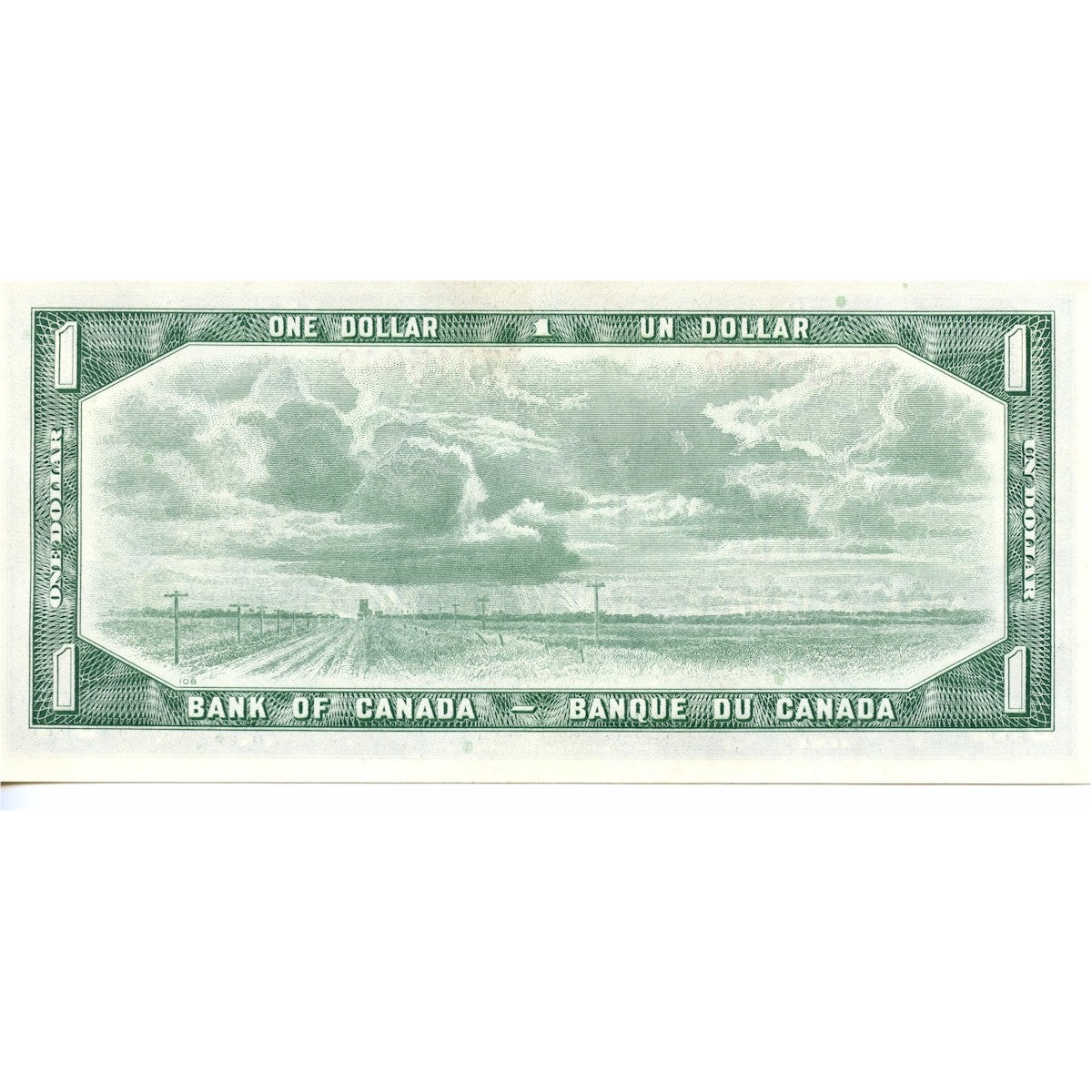 BC-37b-i 1954 Canada $1 Beattie-Rasminsky, I/Z, Uncirculated (MS60)