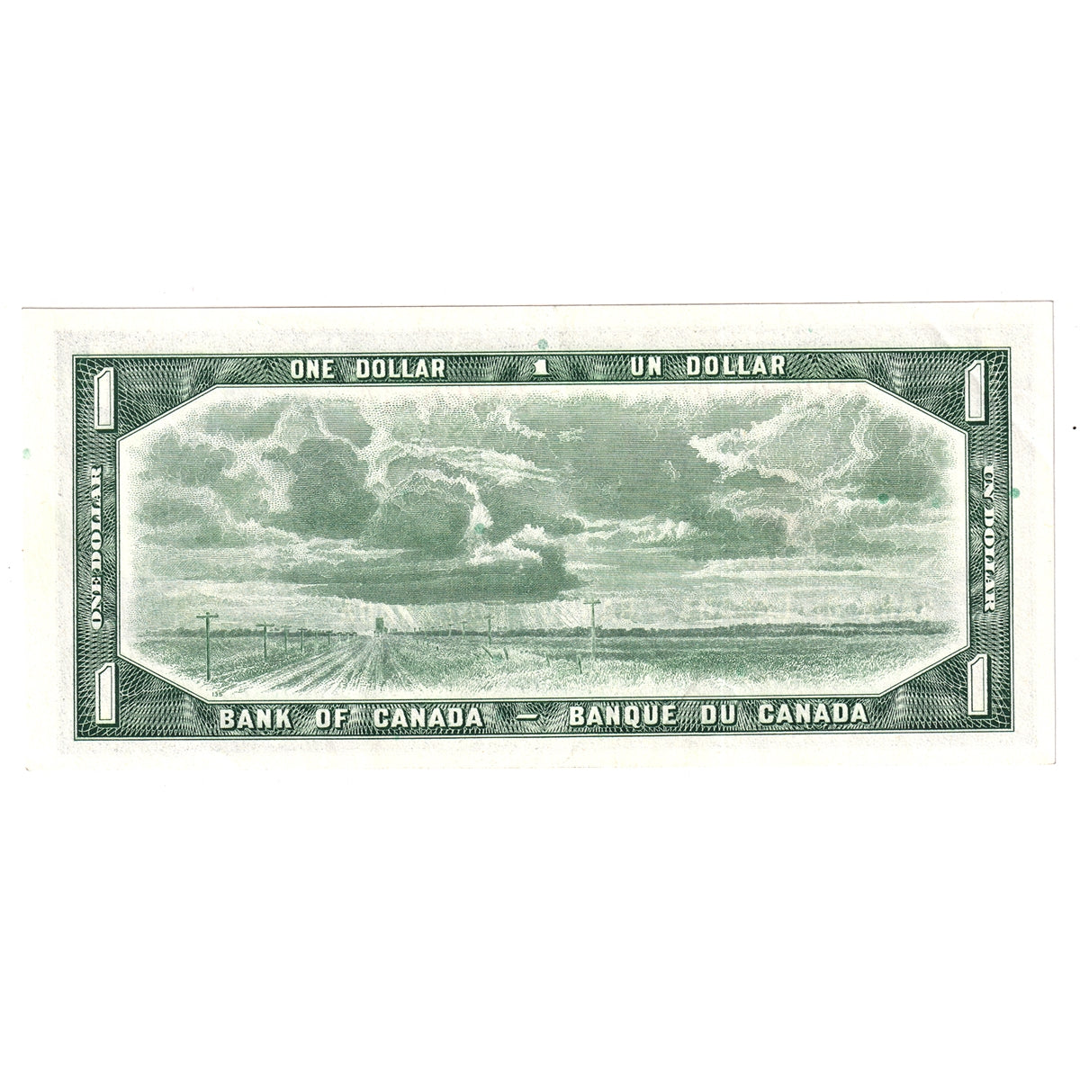 BC-37b-i 1954 Canada $1 Beattie-Rasminsky, V/Z, Almost Uncirculated (AU50)