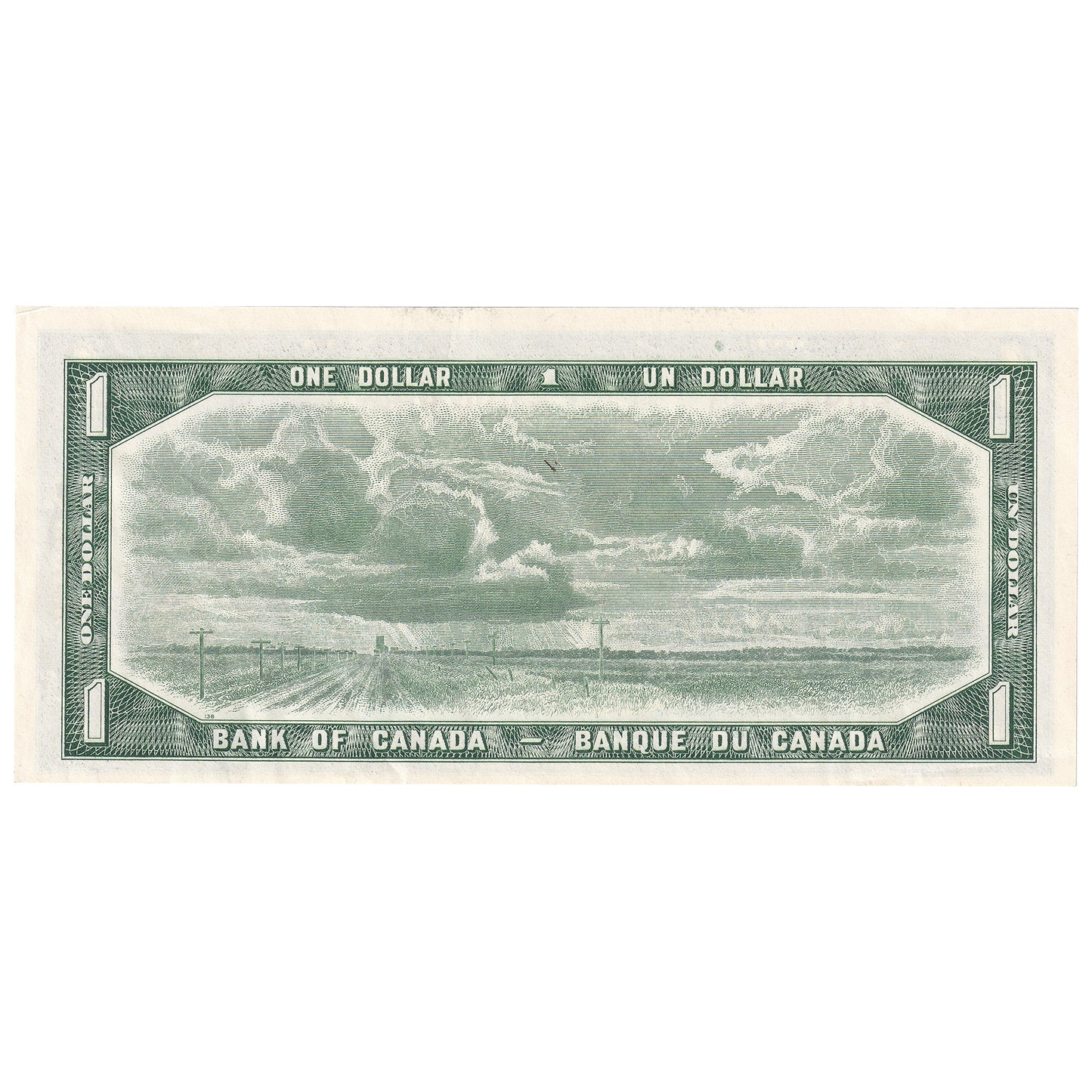 BC-37b-i 1954 Canada $1 Beattie-Rasminsky, X/Z, Almost Uncirculated (AU50)