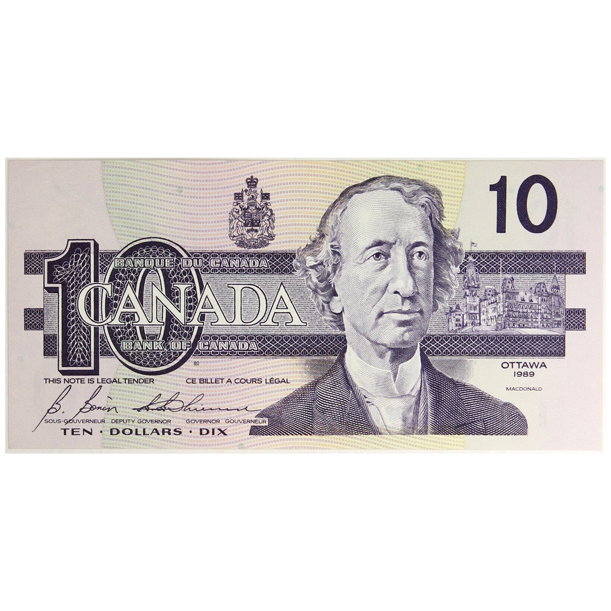 BC-57b 1989 Canada $10 Bonin-Thiessen, BDM, AU